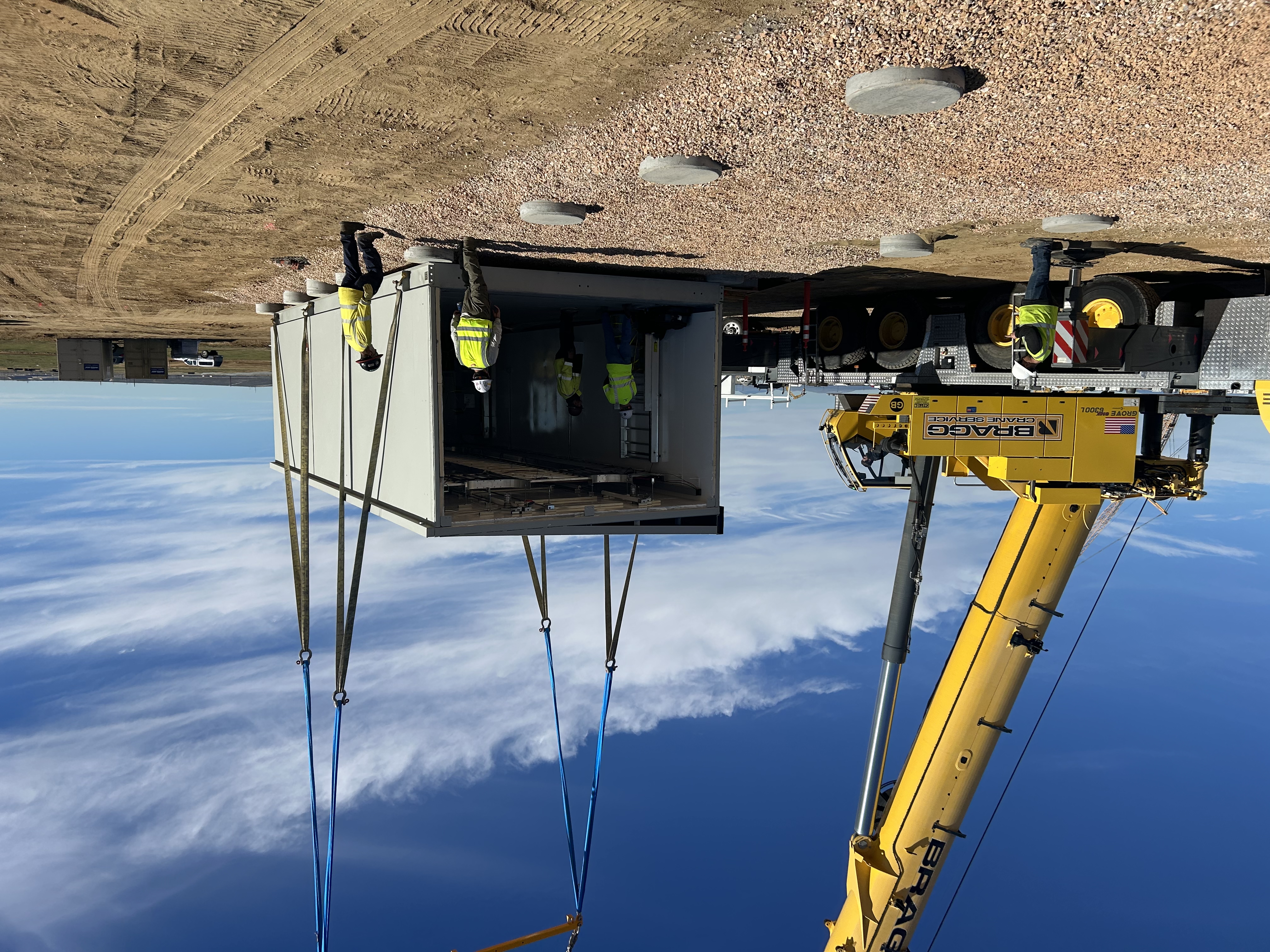 Crane offload at transit site